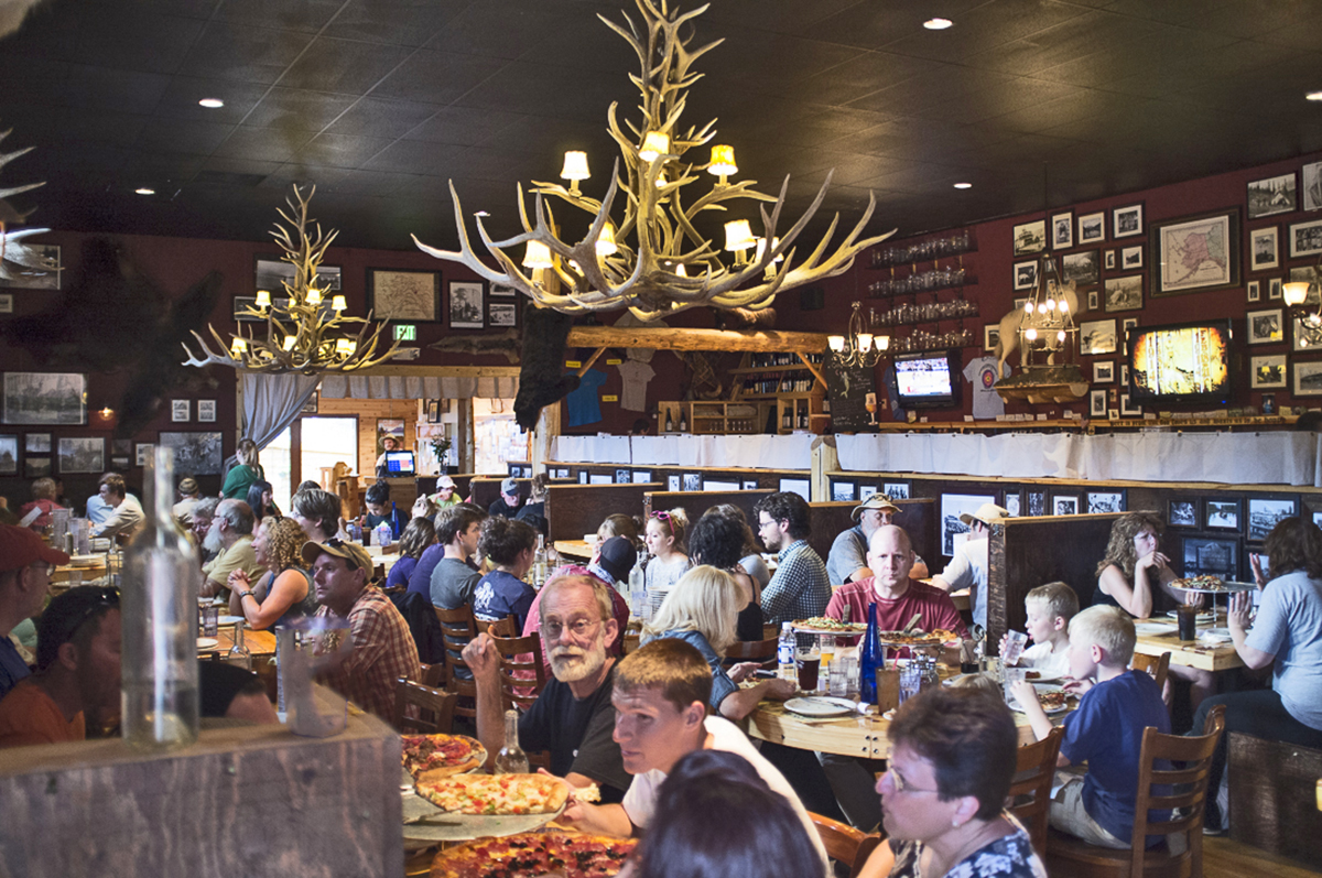 Interior of Prospectors Pizzeria and Alehouse in Denali Park Alaska