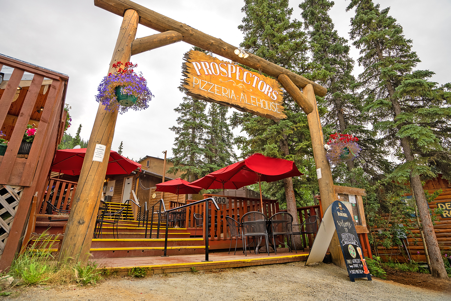 Entrance to Prospectors Pizzeria and Alehouse Denali Park Alaska